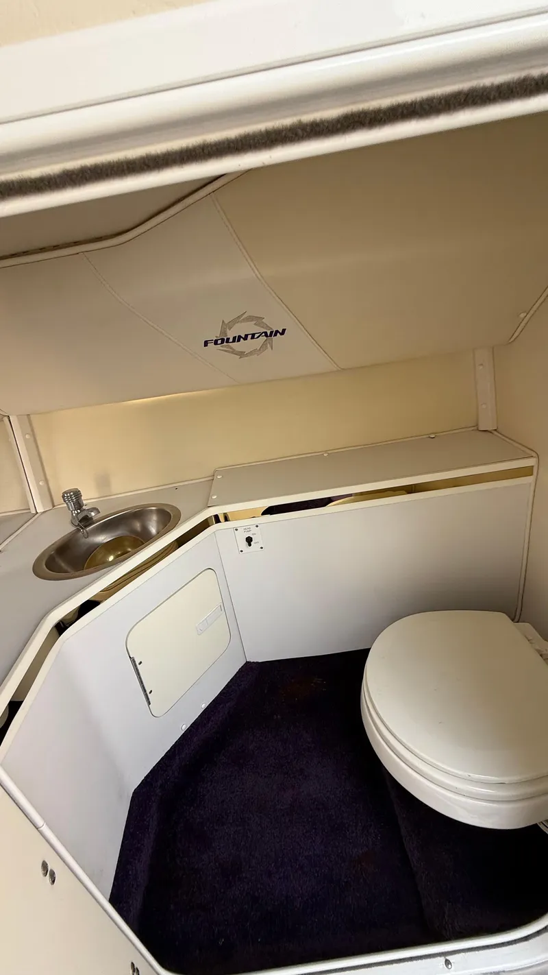 Slide: The Image of 2007 Fountain 42 Lightning boat bathroom with sink and toilet. - 33