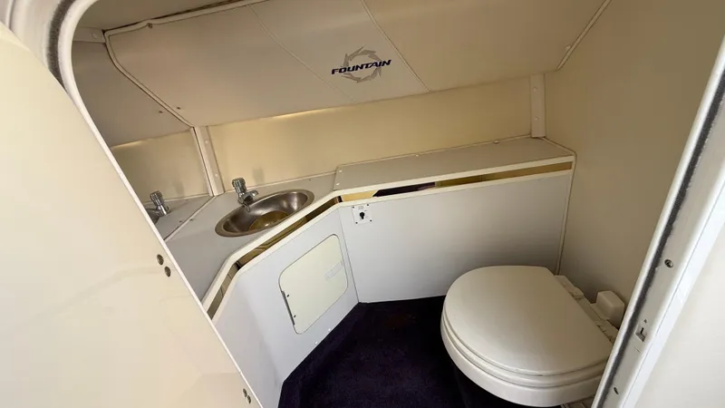 Slide: The Image of 2007 Fountain 42 Lightning boat bathroom with sink and toilet. - 34