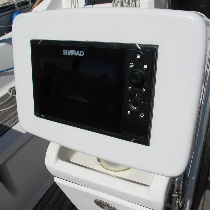 Slide: The Image of Simrad navigation system on 2013 Jeanneau Sun Odyssey 379 sailboat. - 16