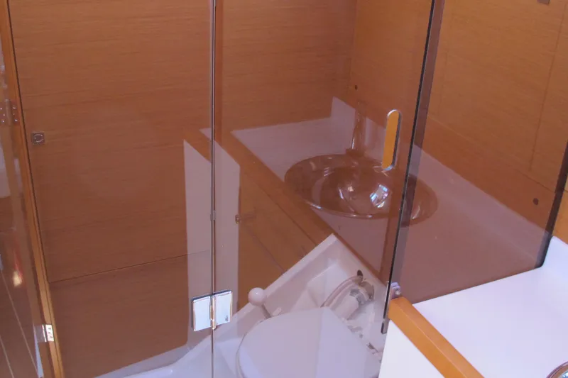 Slide: The Image of Interior of 2013 Jeanneau Sun Odyssey 379 yacht bathroom with modern fixtures. - 84