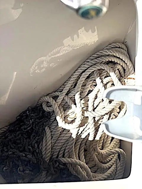 Slide: The Image of Rope and chain storage on a 2016 Boston Whaler 350 Outrage boat. - 26