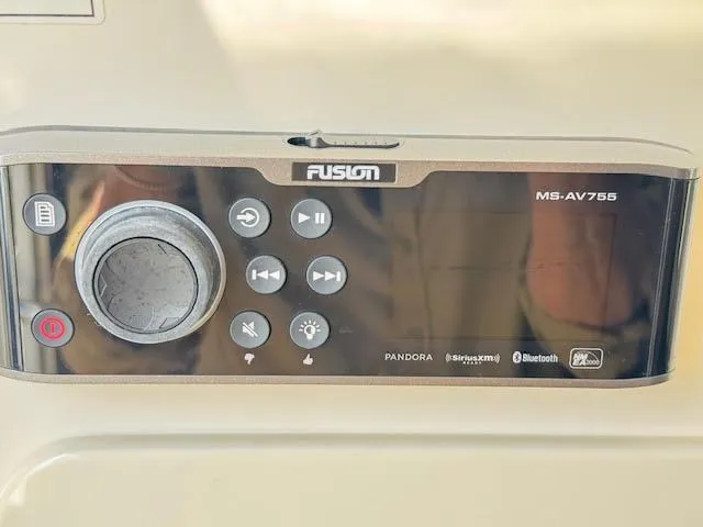 Slide: The Image of Fusion MS-AV755 stereo system on 2016 Boston Whaler 350 Outrage boat dashboard. - 42