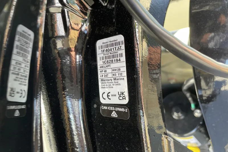 Slide: The Image of Label on 2025 Tracker Grizzly 1754 Jon boat, displaying model and serial numbers. - 26