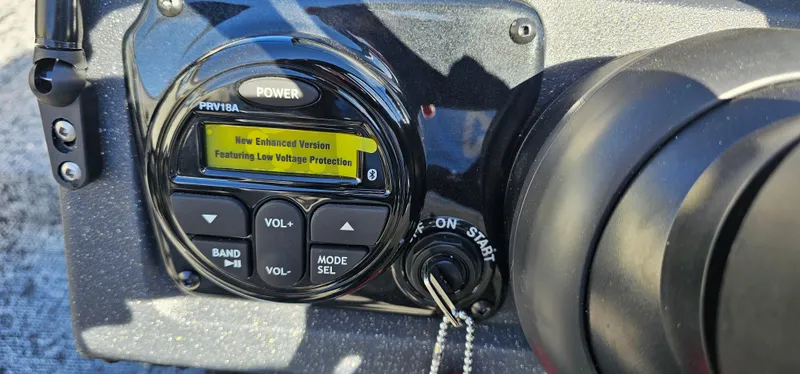 Slide: The Image of Control panel of 2025 Tracker Targa V-19 WT boat, featuring enhanced version display. - 7