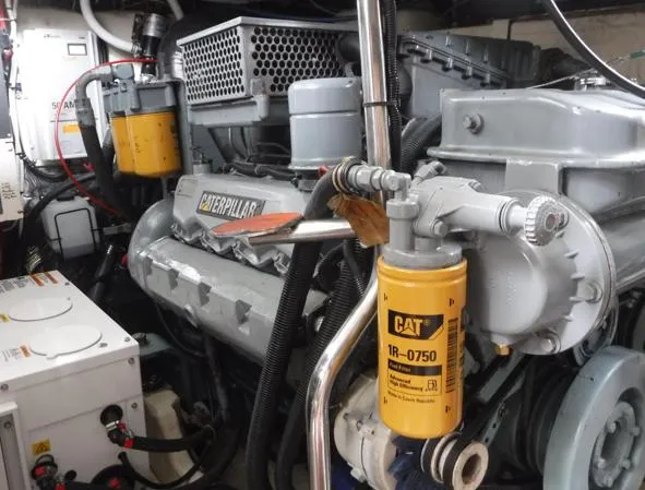 Slide: The Image of Engine room of 1997 Tiara Yachts 4000 Express with Caterpillar components. - 34