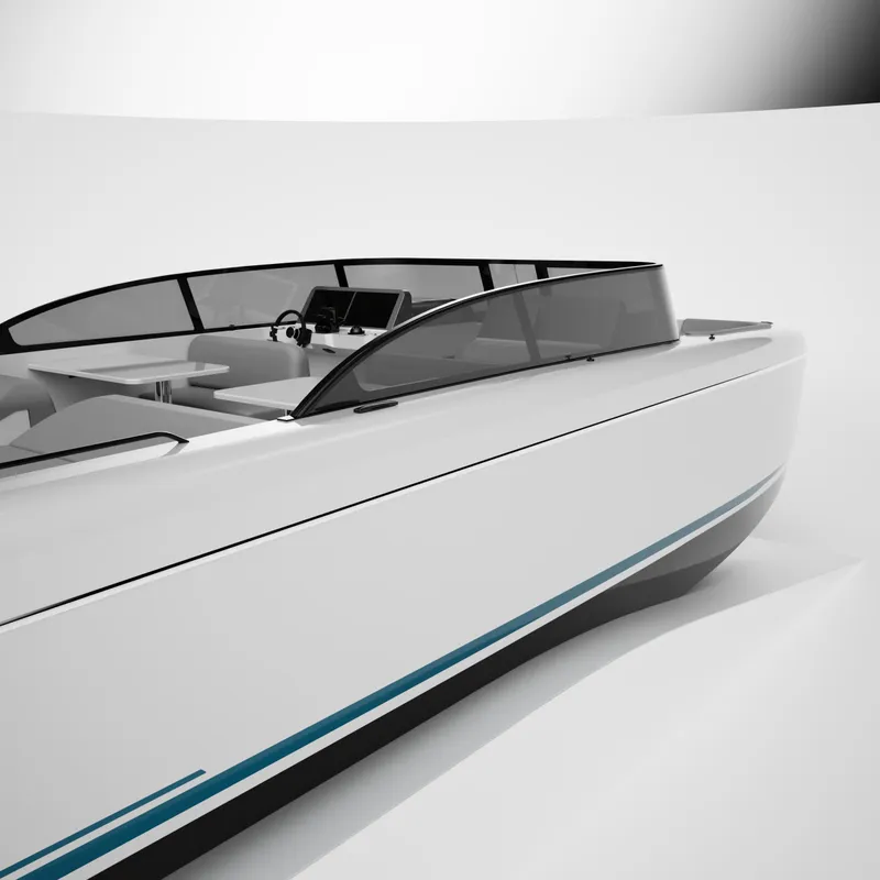 Slide: The Image of Luxurious Canados Heritage 36 yacht deck with turquoise seating, 2025 model, on open sea. - 11