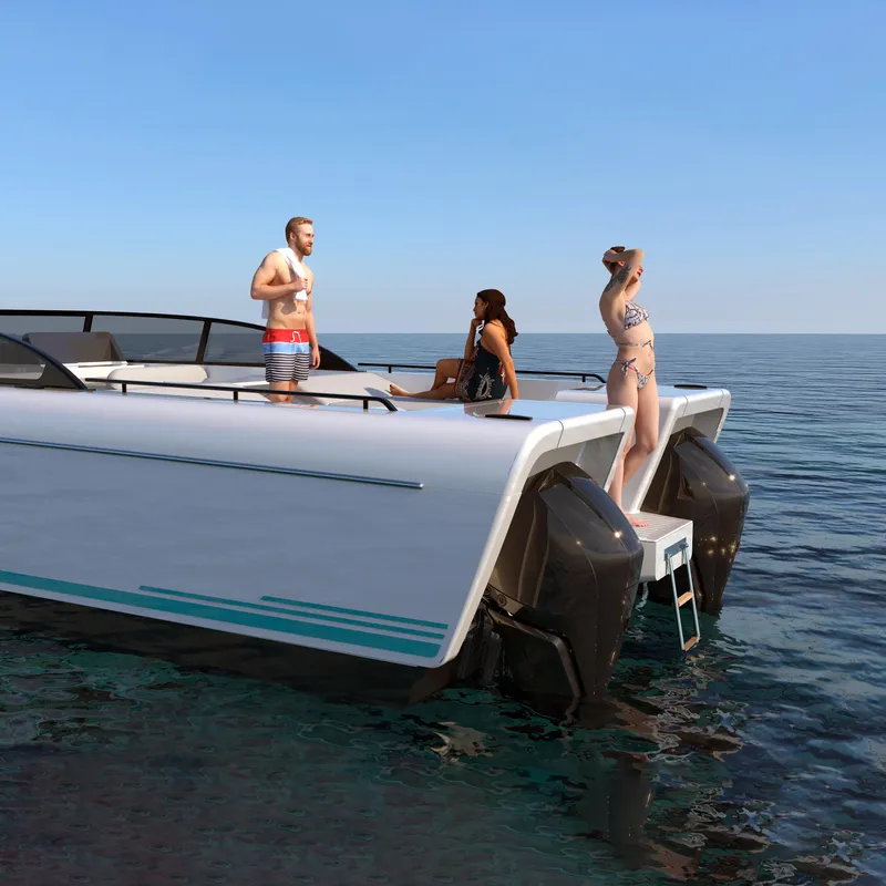 Slide: The Image of 2025 Canados Heritage 36 yacht cruising on open blue sea, aerial view. - 5