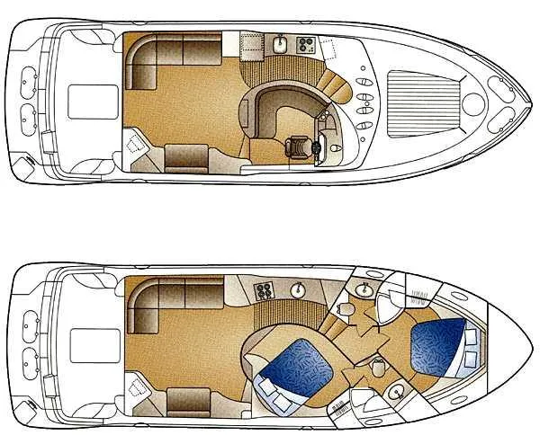Slide: The Image of Floor plan of 2000 Carver 450 Voyager Pilothouse yacht, showcasing interior layout. - 2
