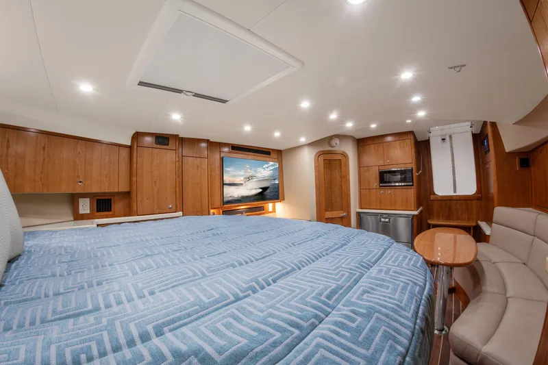 Slide: The Image of Luxurious interior of 2025 Albemarle 36 Express yacht with modern amenities and elegant design. - 10