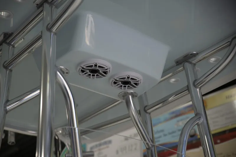 Slide: The Image of 2025 Contender 26 Bay boat speakers and metal framework detail. - 14