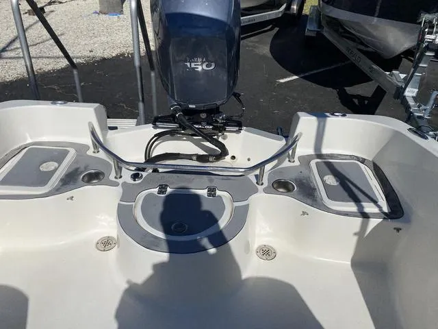 Slide: The Image of 2012 Pioneer 197 Venture boat with Yamaha 150 engine, rear deck view. - 18