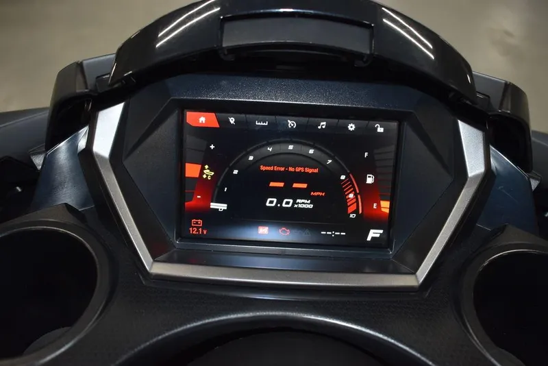 Slide: The Image of 2023 Yamaha WaveRunner FX SVHO dashboard with digital display and audio system controls. - 18