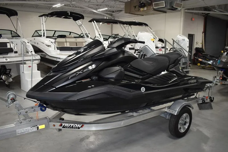 Slide: The Image of 2023 Yamaha WaveRunner FX SVHO with Audio System on trailer in showroom. - 2