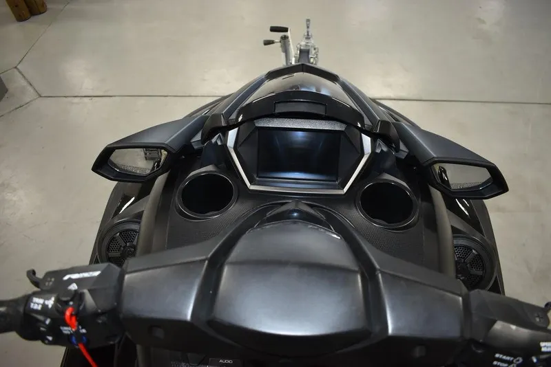 Slide: The Image of 2023 Yamaha WaveRunner FX SVHO® dashboard with audio system, sleek black design. - 27