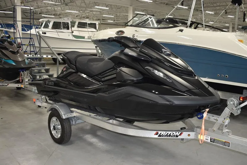Slide: The Image of 2023 Yamaha WaveRunner FX SVHO® with Audio System on trailer in showroom. - 3