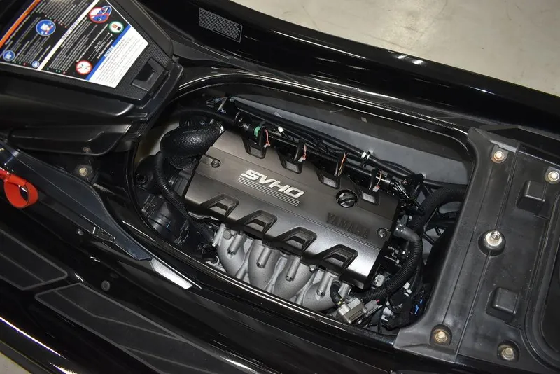 Slide: The Image of 2023 Yamaha WaveRunner FX SVHO engine compartment with audio system. - 31