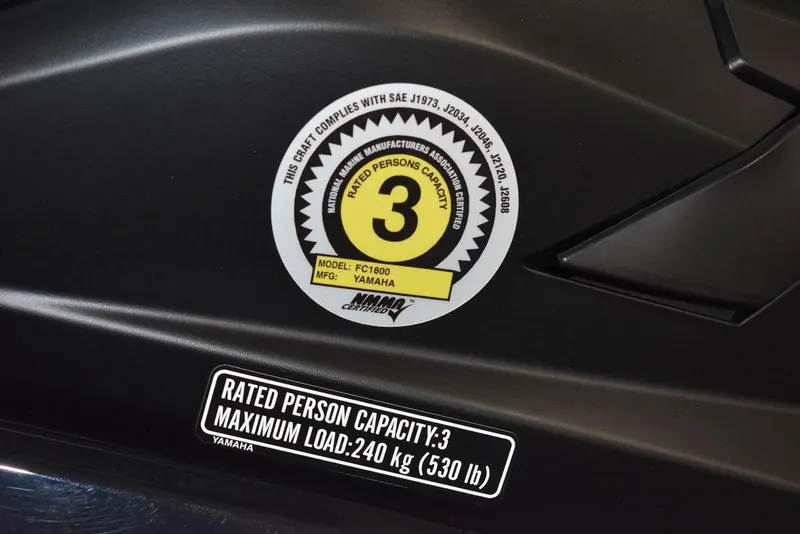 Slide: The Image of 2023 Yamaha WaveRunner FX SVHO® capacity label, rated for 3 persons, 240 kg maximum load. - 35