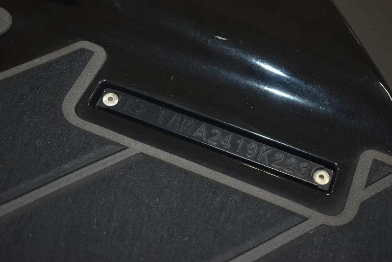 Slide: The Image of 2023 Yamaha WaveRunner FX SVHO® VIN plate detail on black surface. - 41