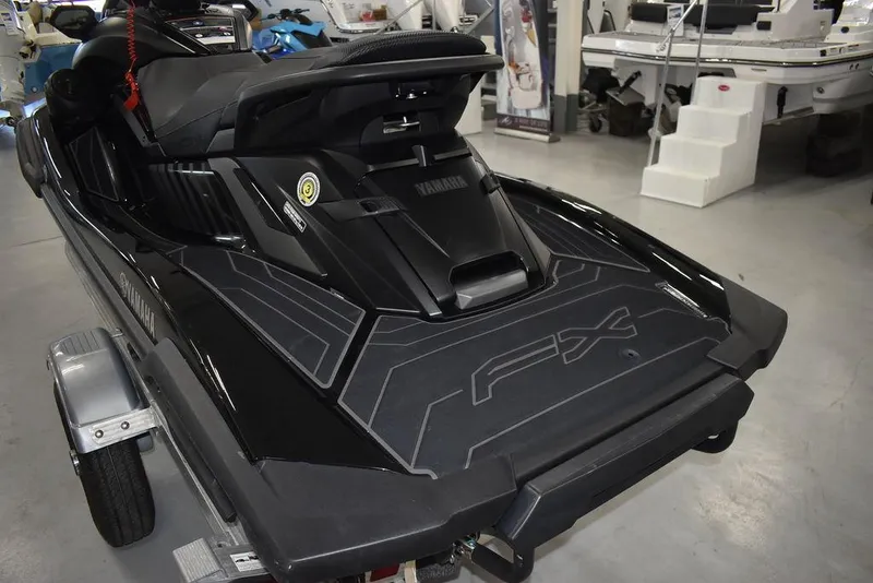 Slide: The Image of 2023 Yamaha WaveRunner FX SVHO® with Audio System, black, displayed in showroom. - 42