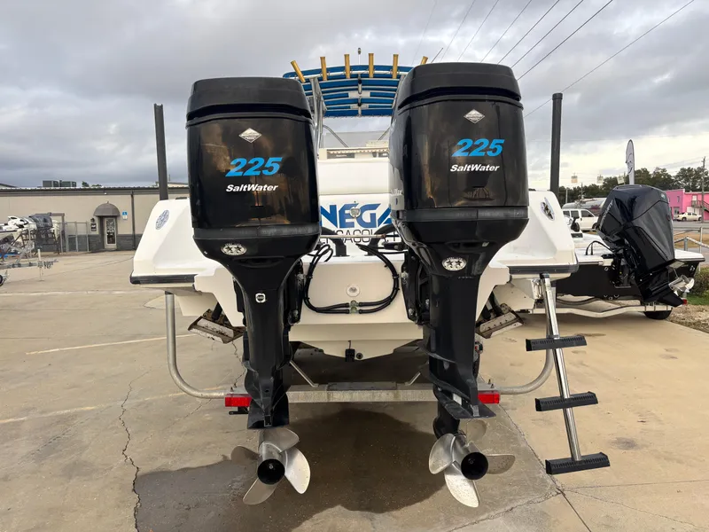 Slide: The Image of 1997 Jefferson Marlago 35 FS boat with twin 225 SaltWater outboard engines. - 13