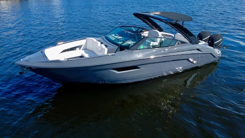 The Image of 2021 Cruisers Yachts 338 South Beach Edition Bow Rider on water, sleek design, luxury features. - 0