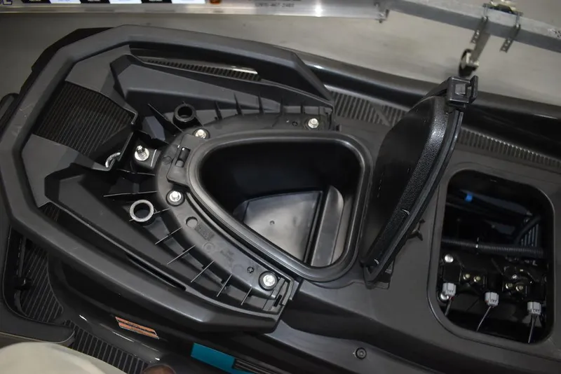 Slide: The Image of 2023 Yamaha WaveRunner VX Cruiser® storage compartment open, showcasing interior design. - 20