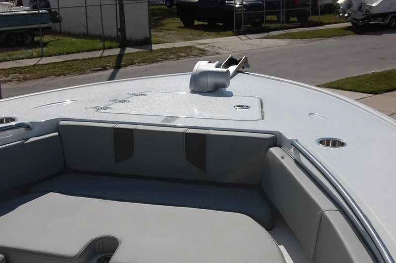 Slide: The Image of 2025 Cape Horn 28XS boat bow with seating and anchor system. - 19