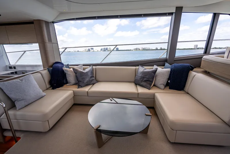 Slide: The Image of Luxurious interior of 2023 Princess F65 yacht with elegant seating and sea view. - 31