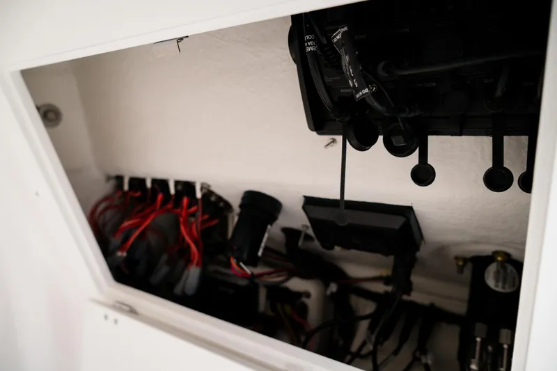 Slide: The Image of Electrical wiring inside 2025 Caymas 28 HB boat compartment. - 25