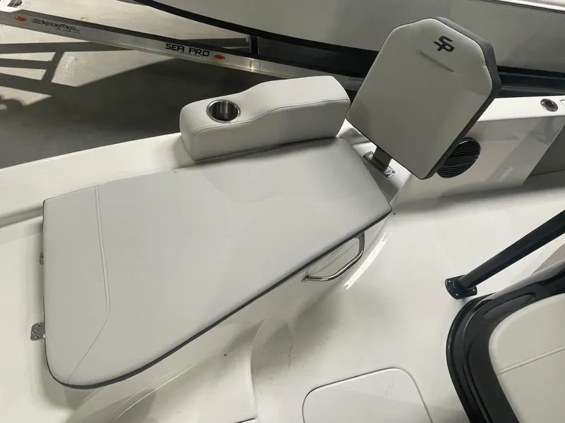 Slide: The Image of 2025 Sea Pro 230 Bay boat seat with cup holder and sleek design. - 3