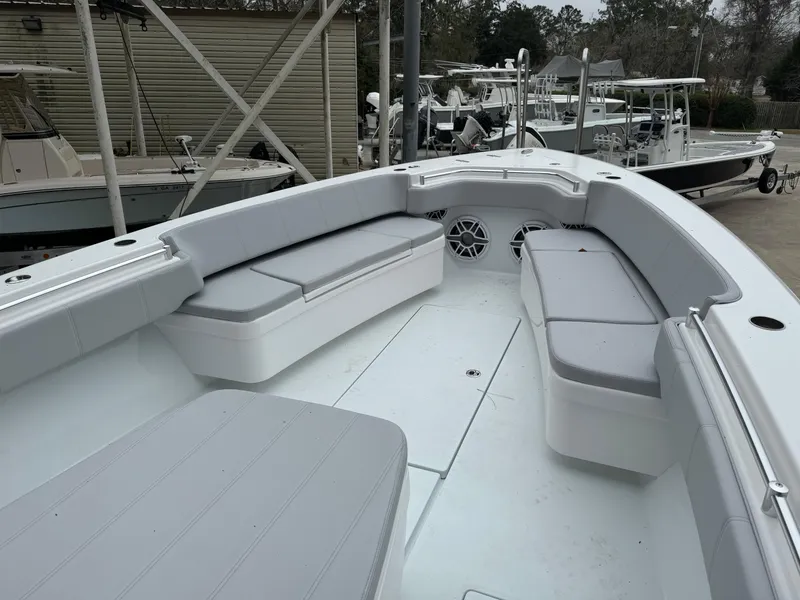 Slide: The Image of 2026 Contender 39 ST boat with spacious seating and modern design. - 20