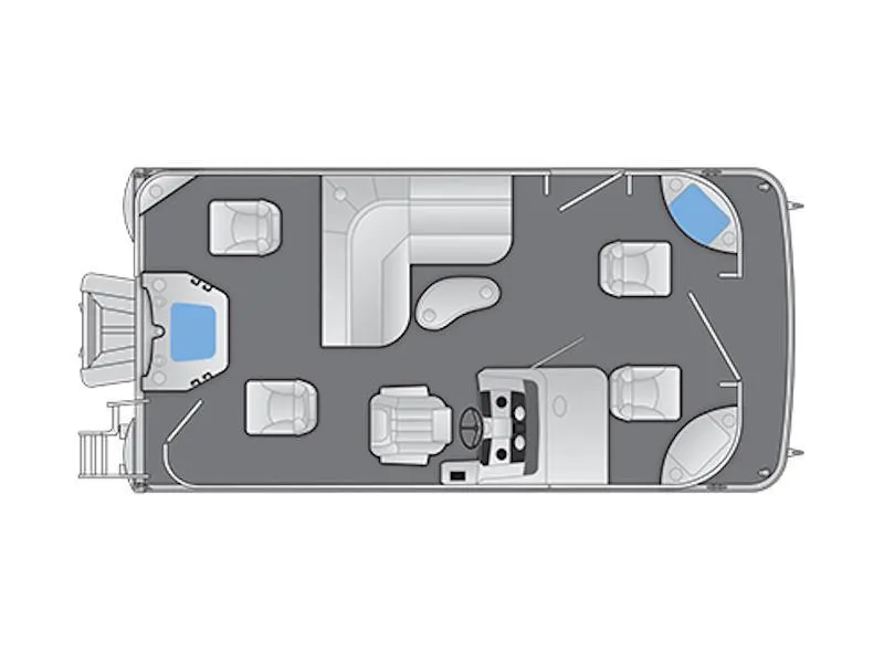 Slide: The Image of Floor plan of 2025 Bennington 18 SXFSE pontoon boat, showing seating and layout. - 13