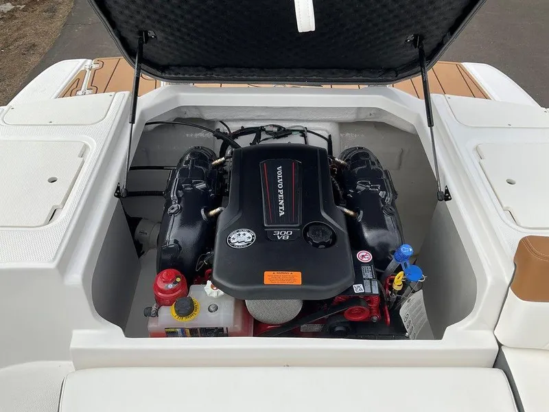Slide: The Image of 2025 Chaparral 23 SSi boat engine compartment with Volvo Penta engine. - 20