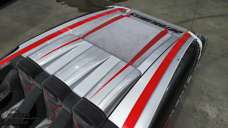 Slide: The Image of 2006 Outerlimits 46 Limited boat with sleek silver and red design. - 42