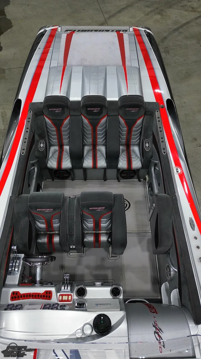 Slide: The Image of 2006 Outerlimits 46 Limited boat interior with sleek seating and modern design. - 49