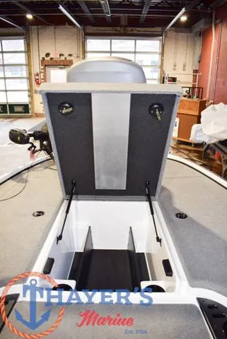 Slide: The Image of 2025 Nitro Z18 Pro boat interior with open storage compartment at Thayer's Marine. - 24