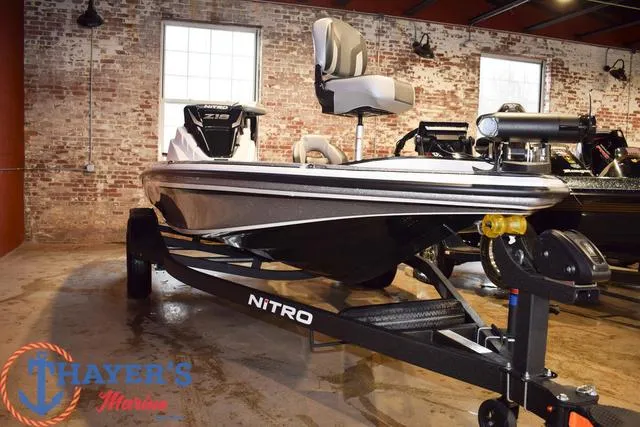 Slide: The Image of 2025 Nitro Z18 Pro boat in showroom, featuring sleek design and advanced features. - 8