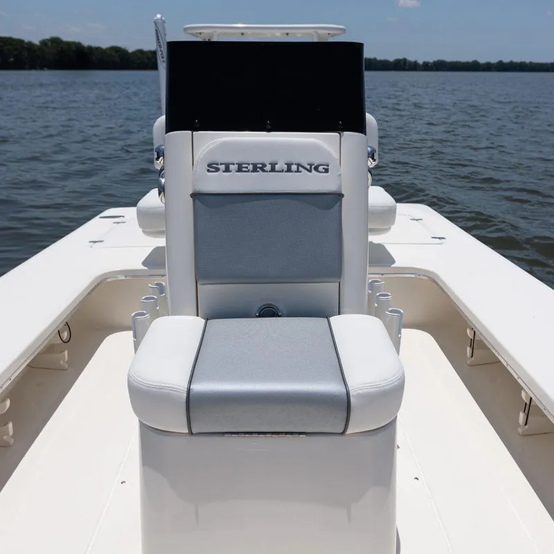 Slide: The Image of 2024 Sterling 180TS boat seat on calm water, showcasing luxury and comfort. - 5