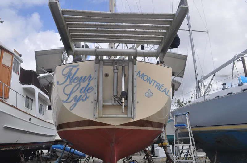 Slide: The Image of 1983 Whitby 42 Ketch sailboat "Fleur de Lys" in dry dock, Montreal. - 23
