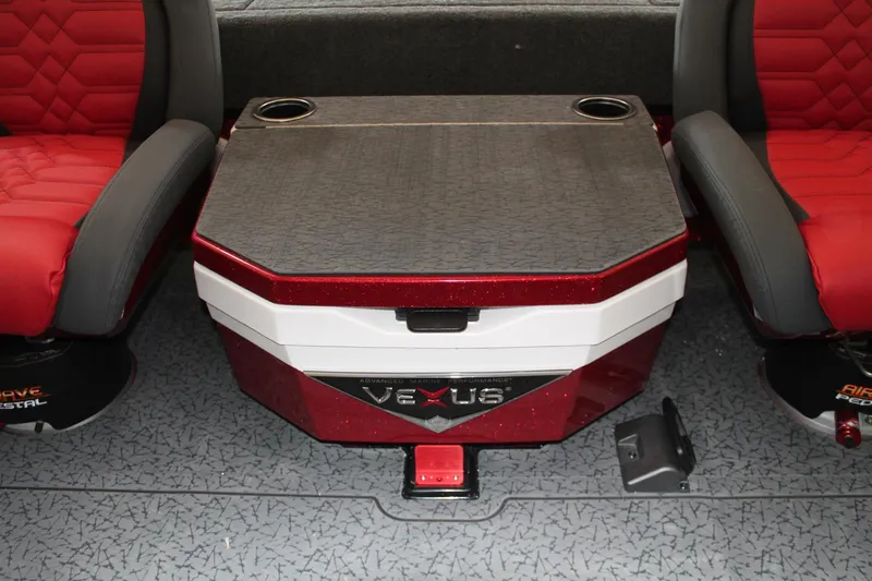 Slide: The Image of 2025 Vexus VXS21 boat interior with red seats and center console. - 19