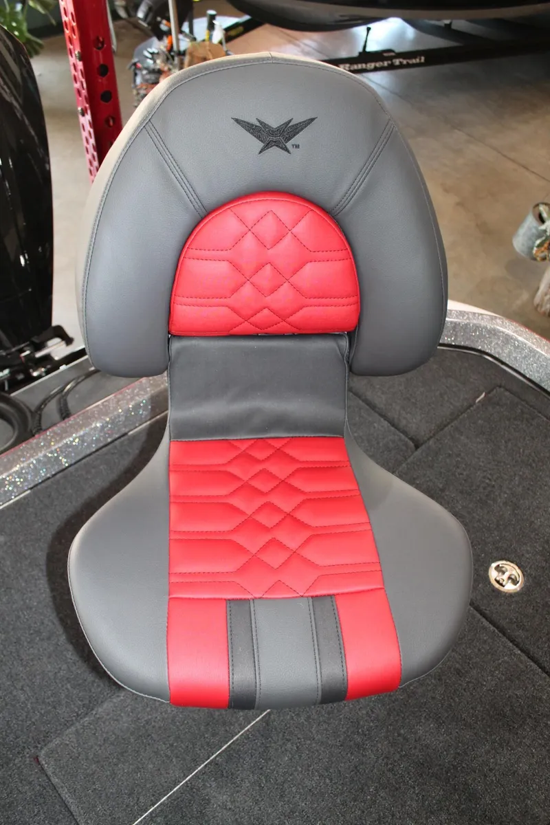 Slide: The Image of Red and gray seat of 2025 Vexus VXS21 boat, featuring quilted design. - 39