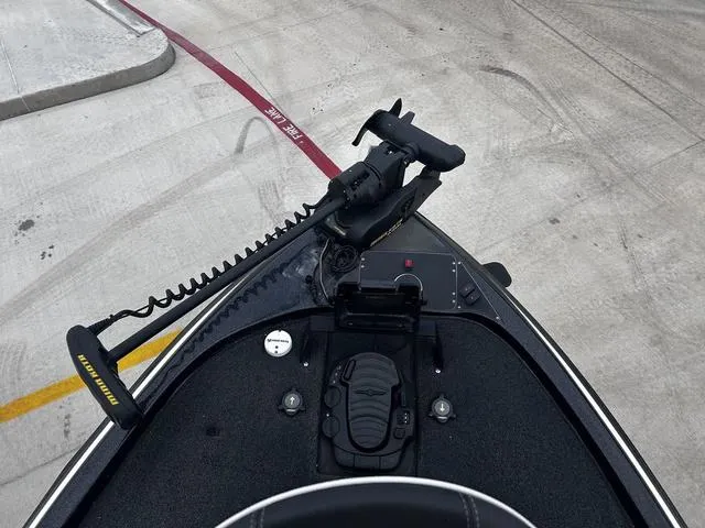 Slide: The Image of 2020 Skeeter ZX225 boat deck with trolling motor and control panel. - 8