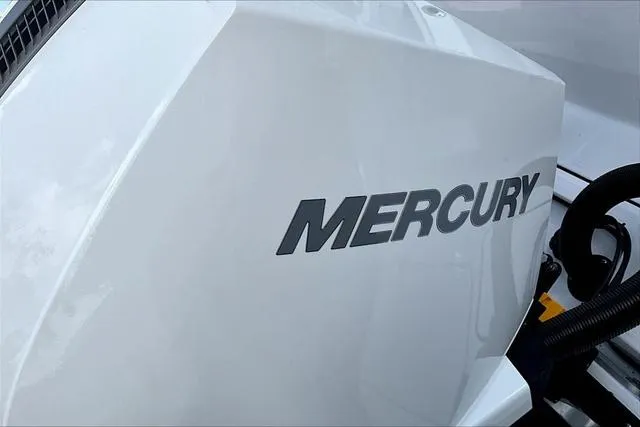 Slide: The Image of Mercury engine on 2025 Blackfin 272CC boat, close-up view. - 24