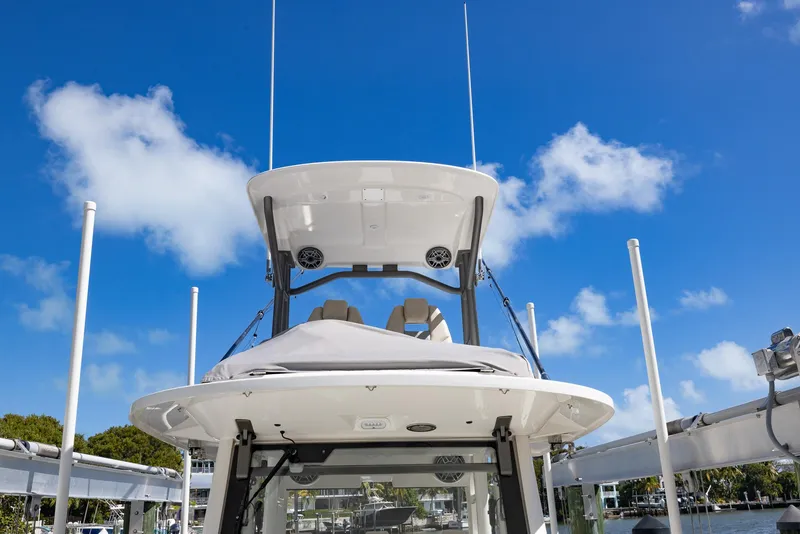 Slide: The Image of 2021 Solace 345 boat with clear blue sky background. - 9
