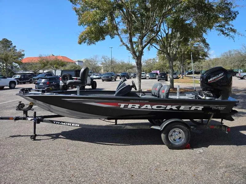 The Image of 2025 Tracker Pro Team 175 Crappie Edition boat in parking lot, side view. - 0