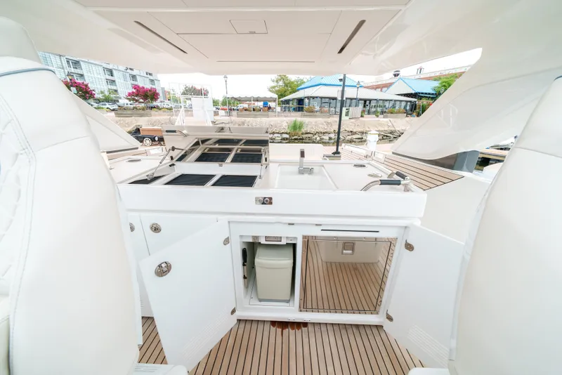 Slide: The Image of 2024 Jeanneau DB/43 OB yacht interior with sleek kitchen and modern amenities. - 44