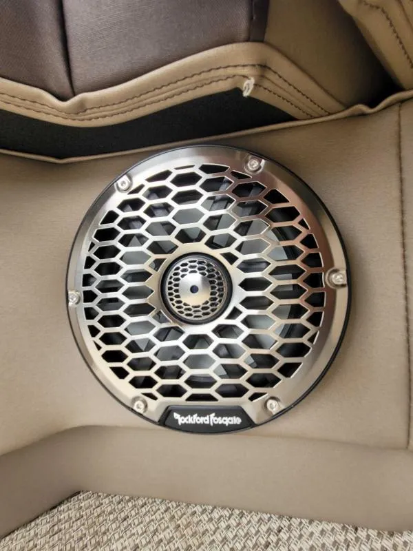 Slide: The Image of Rockford Fosgate speaker in 2024 Bennington 25 RSB boat interior. - 16
