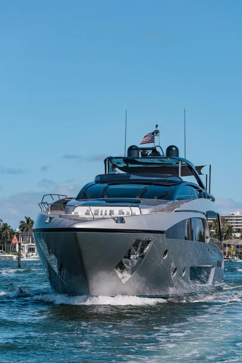 Slide: The Image of Luxurious 2019 Riva ARGO yacht cruising on a sunny day with clear blue skies. - 26