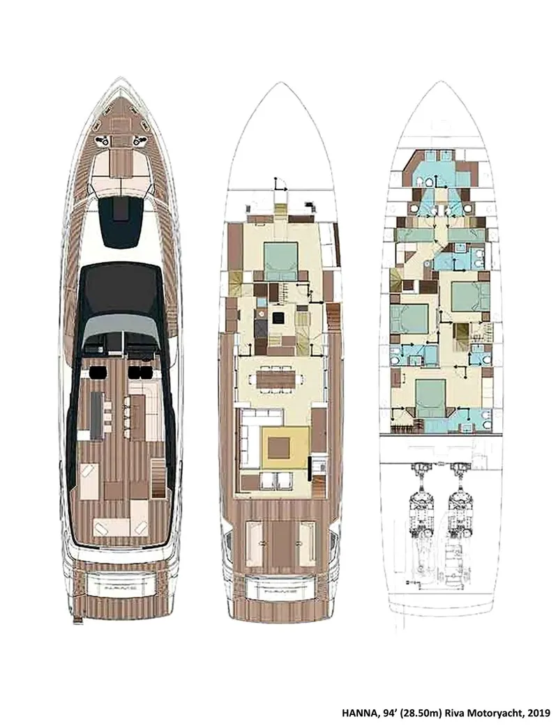 Slide: The Image of Floor plan of 2019 Riva ARGO yacht, showcasing detailed interior and deck layout. - 29