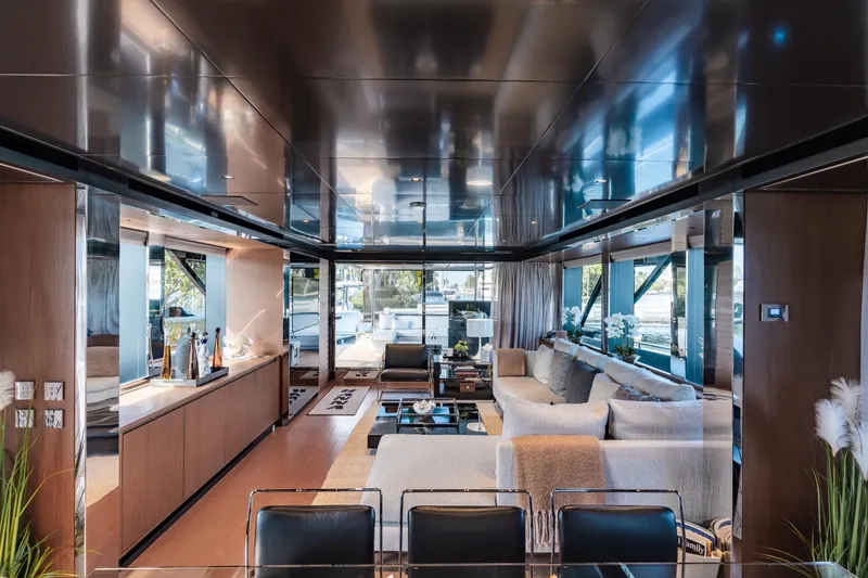 Slide: The Image of Luxurious interior of 2019 Riva ARGO yacht with modern furnishings and sleek design. - 4